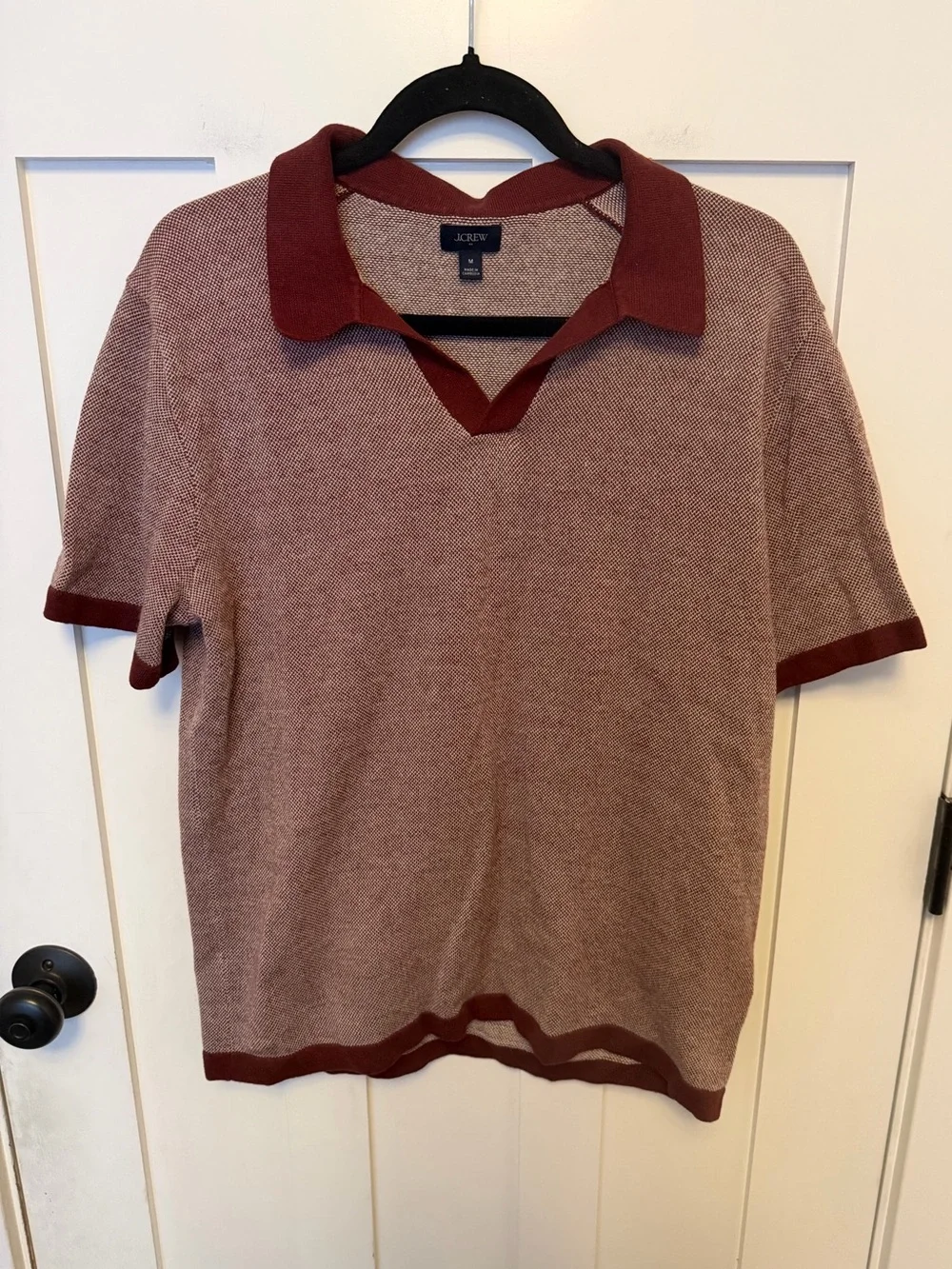 J. Crew Merino wool-blend johnny-collar sweater-polo size Medium preppy